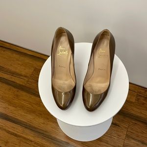 Christian Louboutin 37 bronze patent leather platforms